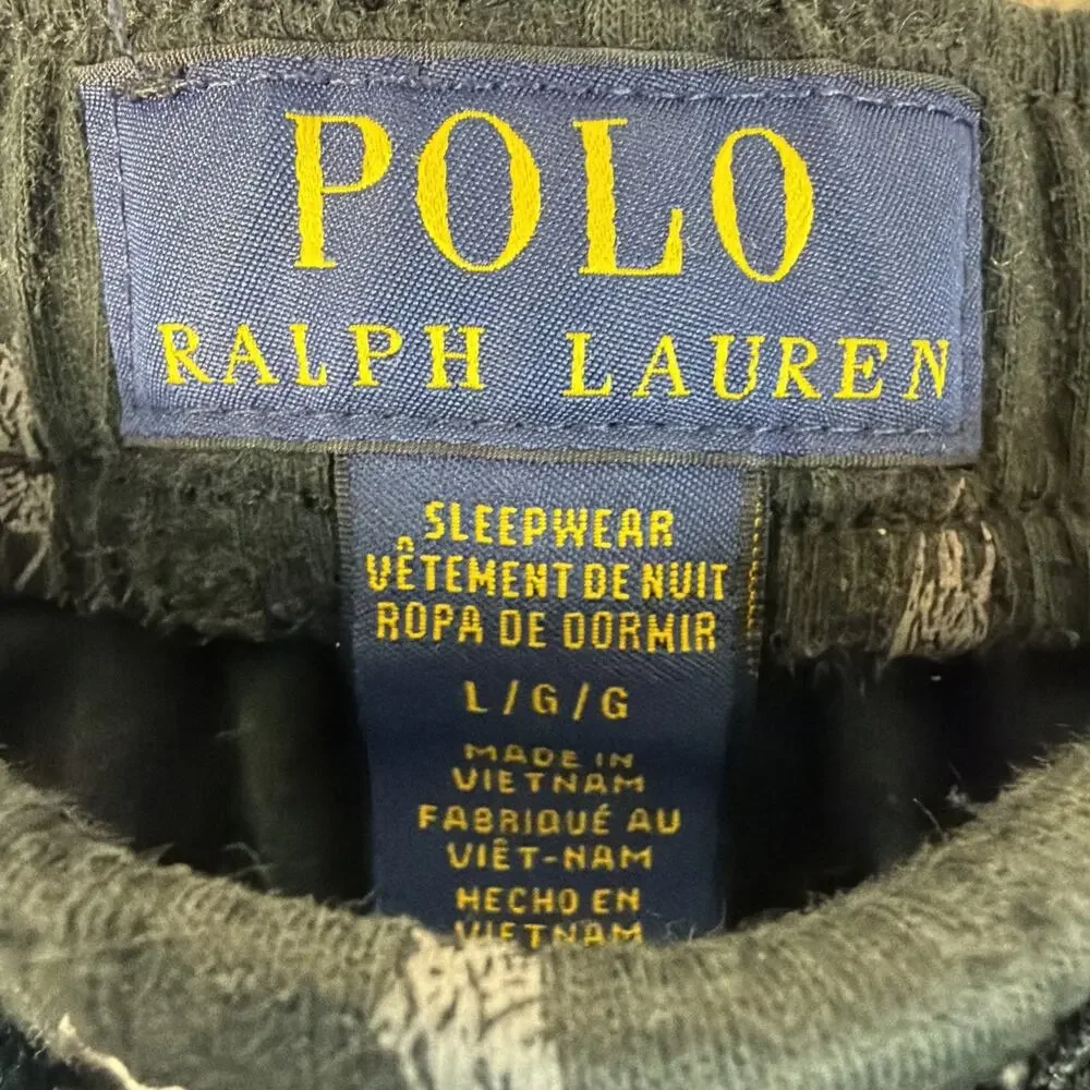 Polo Ralph Lauren Black Pony Printed Cotton Pajama Pants‎ Mens Sz Large